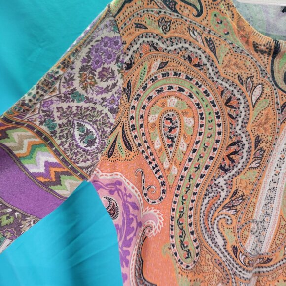 Etro Milano Womens Paisley Silk & Cashmere Long Sleeve Size 10 Made In Italy - Picture 4 of 11